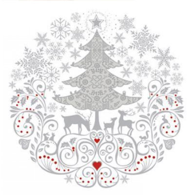 Set Of 20 Silvery Christmas Pattern Napkins