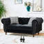 Canapé 2 places en velours noir 170 cm (67 po) avec accoudoirs arrondis et clous décoratifs, style européen pour salon, assise mi-ferme, garnissage en mousse haute densité, structure en pin massif, accoudoirs arrondis, noir, bois