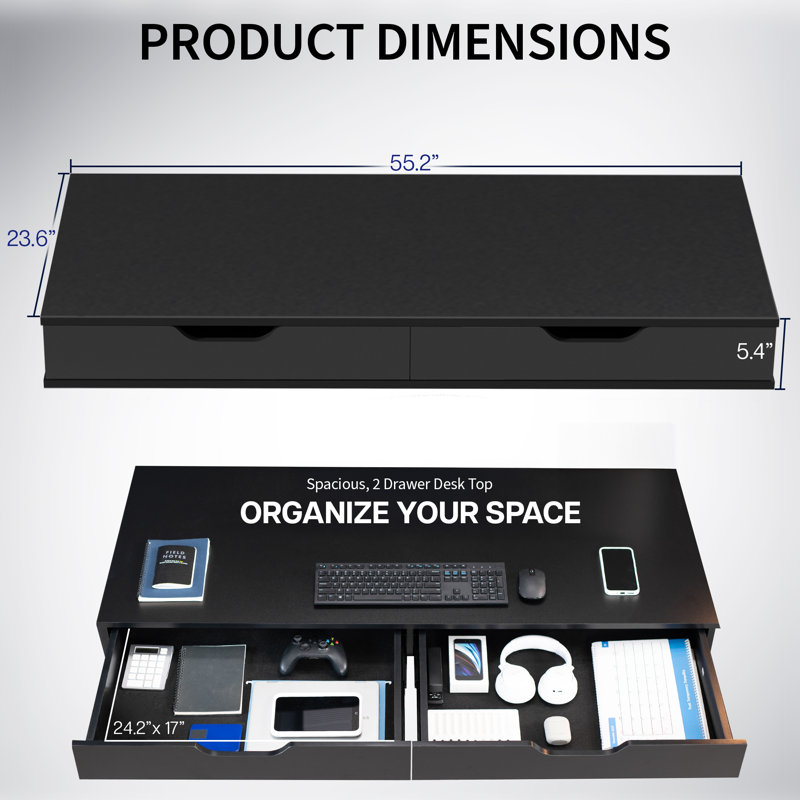 VIVO Black 55 x 24 inch Universal Table Top for Sit to Stand Desk Frames (DESK-TOP55B-H)
