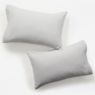 100% Cotton Percale Brushed & Washed 2 Piece Pillowcase Set