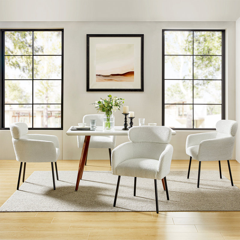 Turgeon Boucle Dining Chair with Adjustment Feet, 4, Ivory