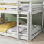 Lit superposé simple au-dessus d'un lit simple en bois d'hévéa blanc avec échelle et plateformes à lattes renforcées pour les deux lits-1556371312