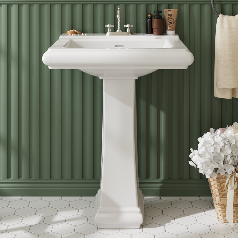 Meuble-lavabo simple avec plateau en céramique 30,90545 po Jante, Centres de 8 po
