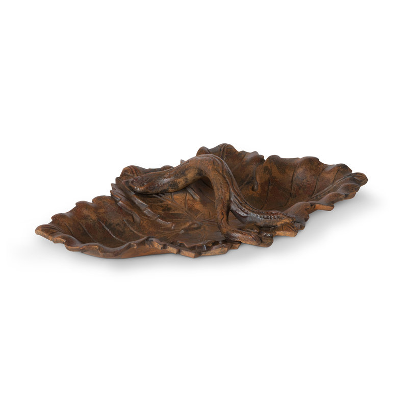 Cast Aluminum Grape Leaf Basket, 2.75" H x 12.25" W x 7.5" D