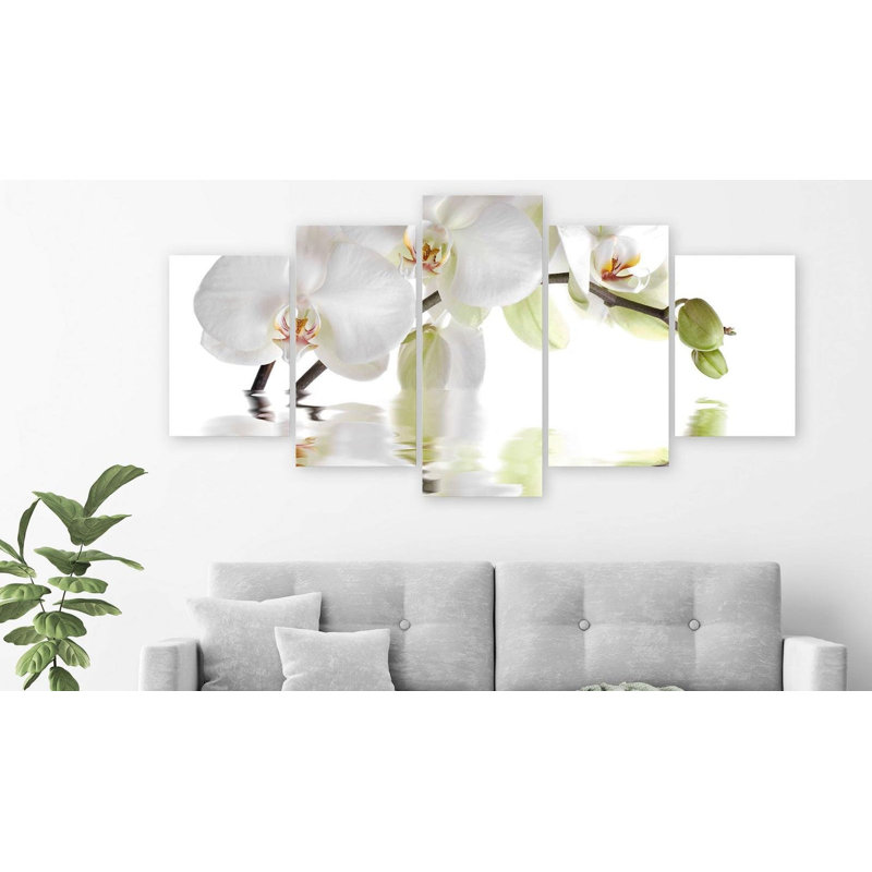 Floral Botanical - 5 pièces sur toile tendue, H 20 po x l 40 po x P 0,7 po