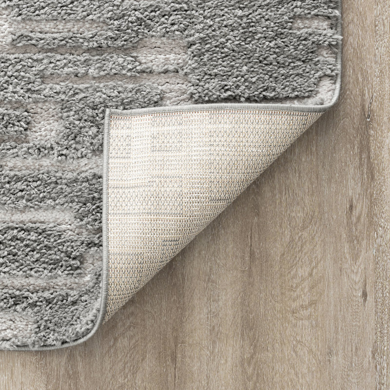 Tapis d'intérieur gris à poils longs Kierre, Rectangle 5 pi x 7 pi