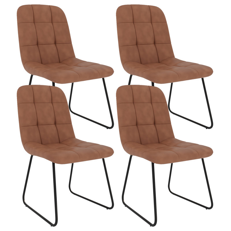 47cm H Tufted Upholstered Upholstered Back Side Chair, Brown