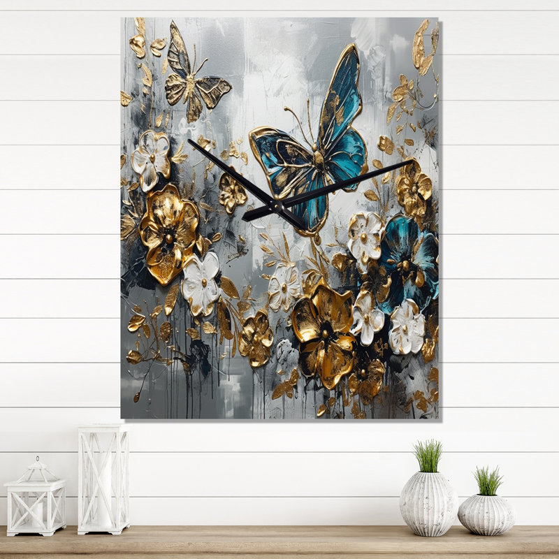 Jadhiel - Horloge murale florale, H 32 po x l 24 po x P 1 po