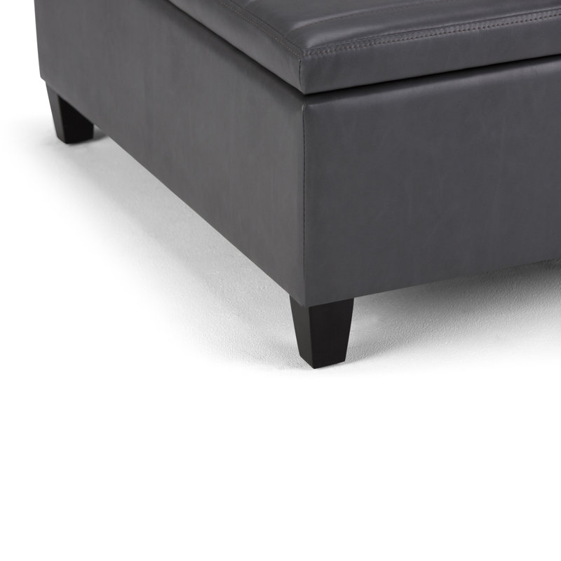 Contemporary Stone Gray 36" Square Storage Ottoman with Flip-up Top