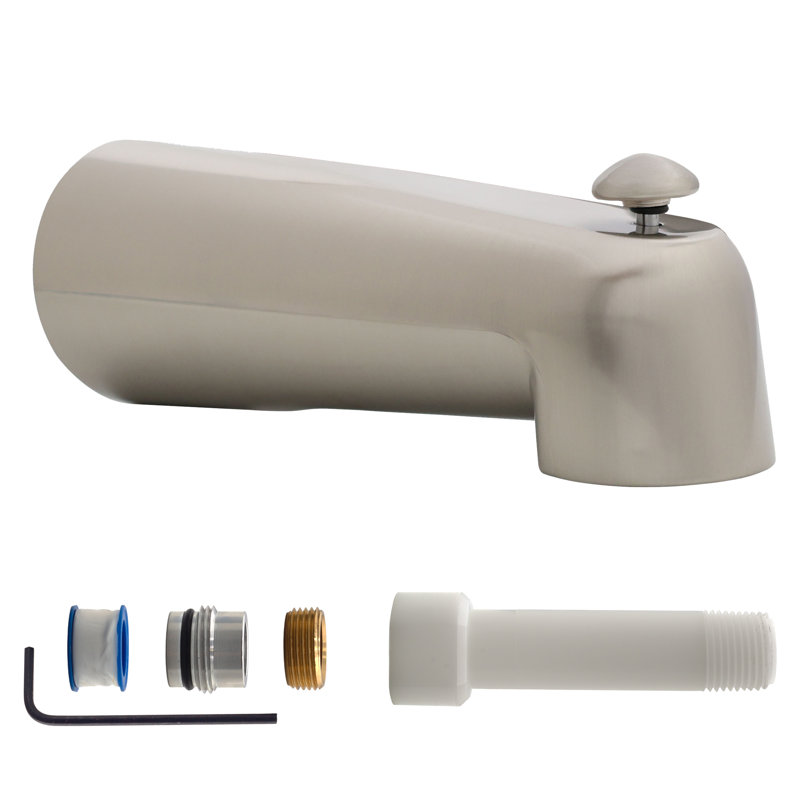 Universal Fit 7" Diverter Tub Spout, Zinc, Satin Nickel