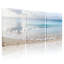 Plage, plage, vagues, ciel, nuages, sable, eau, horizon, calme, ensemble de 3 impressions sur toile-554393441