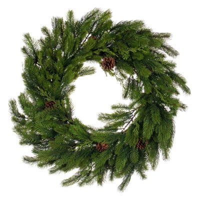 Faux Pine Polyethylene Plastic Wreath