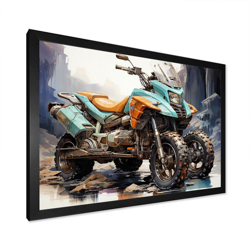 «Scooter in Wild Adventure Seeker II», reproduction sur toile, H 16 po x l 32 po x P 1 po, Cadre simple noir