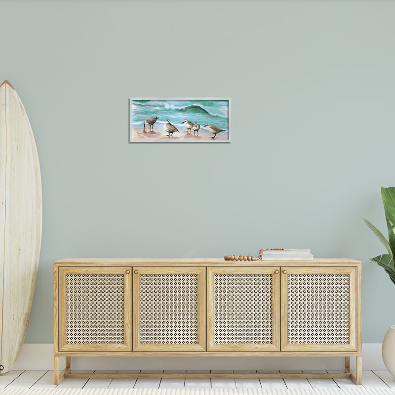 Sandpipers le long de la plage, art de la giclée encadrée par Christine Reichow, Estampe numérique Farmhouse
