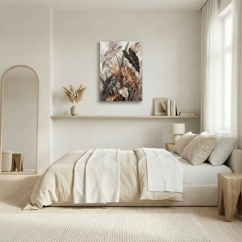 «Gallery Wrap», art mural sur toile pour le salon, la chambre à coucher, le bureau ou le vestibule - décoration murale décorative avec motif de feuilles