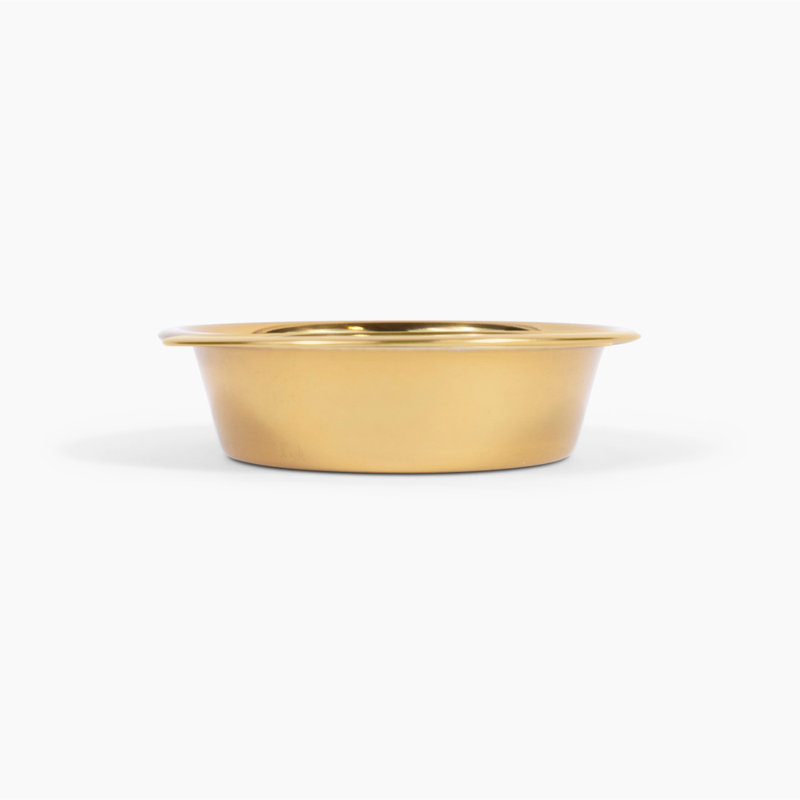 Single Bowl Elevated Feeder with Bowl, Gold, Smoke Grey