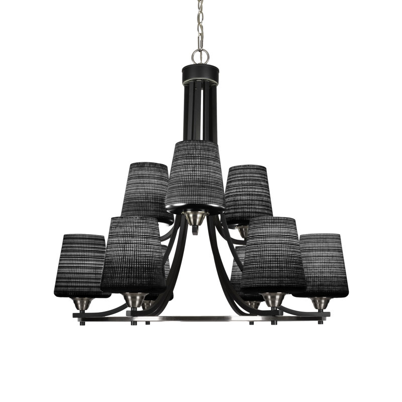 Michell 9-Light Chandelier, Gray, Matte Black / Nickel