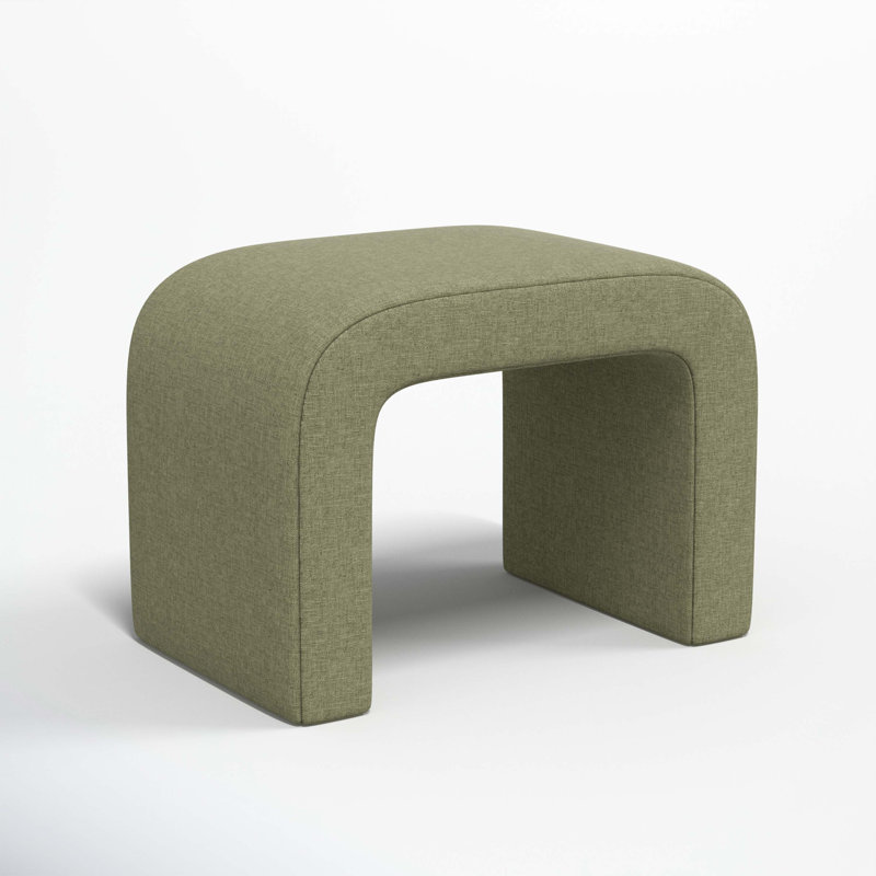Barley 28" Wide Standard Ottoman, Zuma Laurel Textured Linen