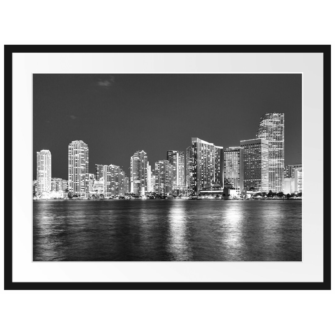 Gerahmtes Poster Skyline von Miami Florida