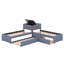 Lit plateforme simple tapissier en forme de L avec lit gigogne