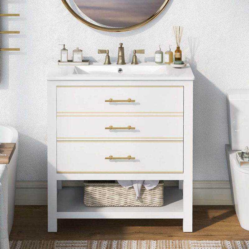 Meuble-lavabo simple avec plateau Walke 18, Blanc