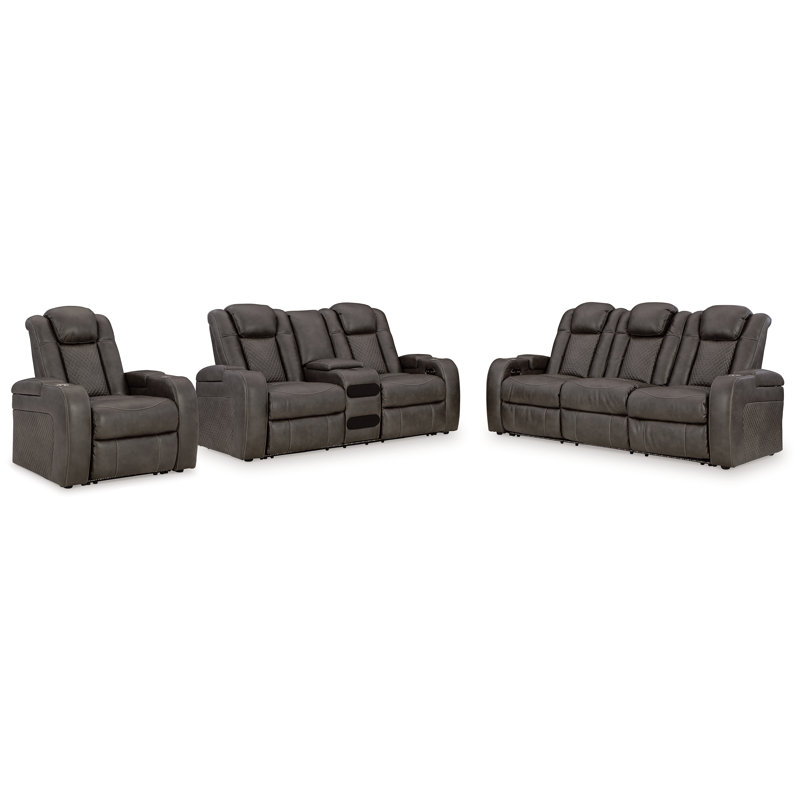 Canapé, causeuse et fauteuil inclinable électrique Fyne-Dyme, Noir