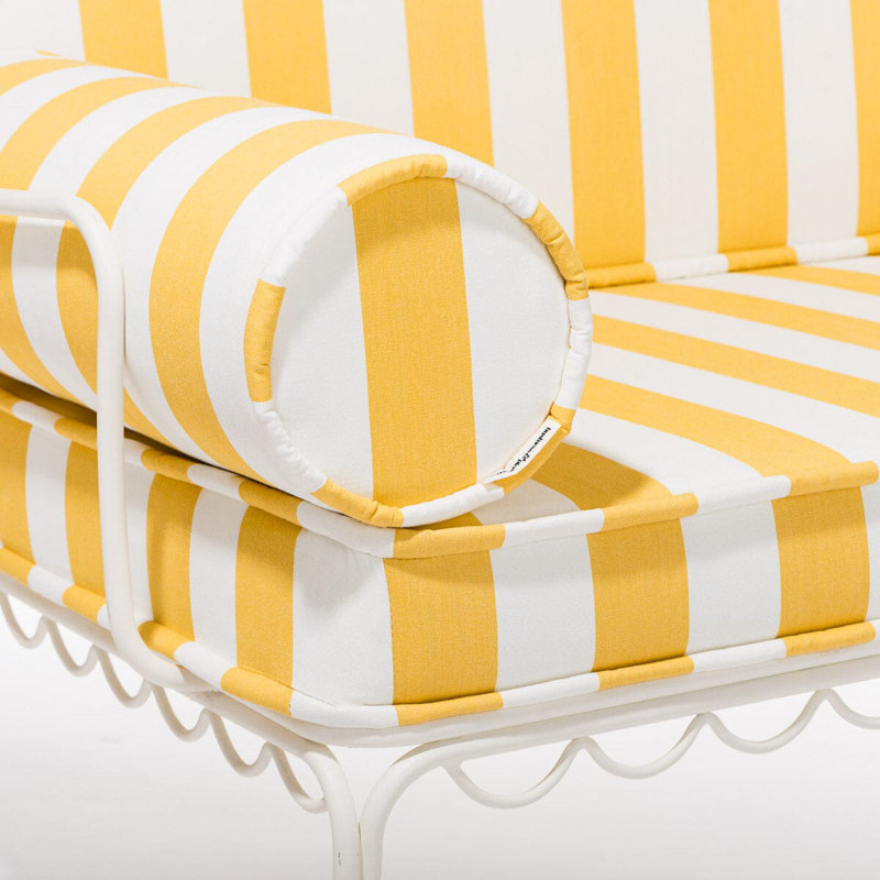 Ensemble de housse pour causeuse Al Fresco, Jaune / acrylique rayé blanc