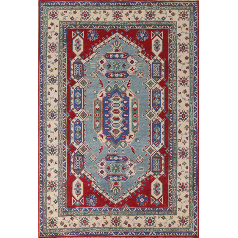 Tapis bleu fait à la main Kazak
