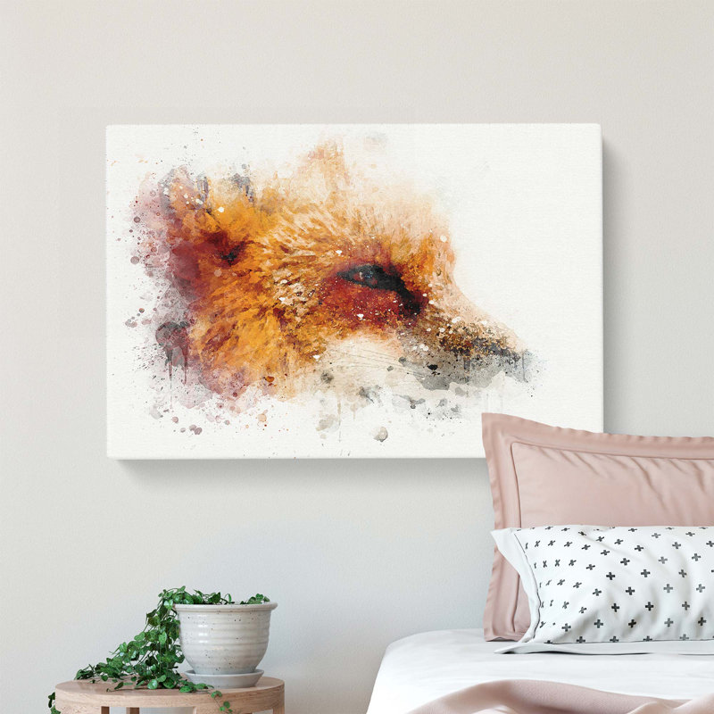 Profile Of A Red Fox In Abstract - Wrapped Canvas Print, 50cm H x 76cm W x 3cm D