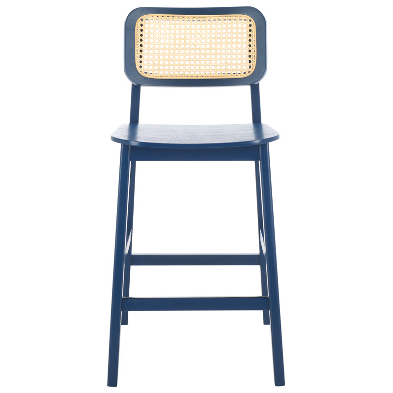 Luz Cane Counter Stool, Navy/Natural