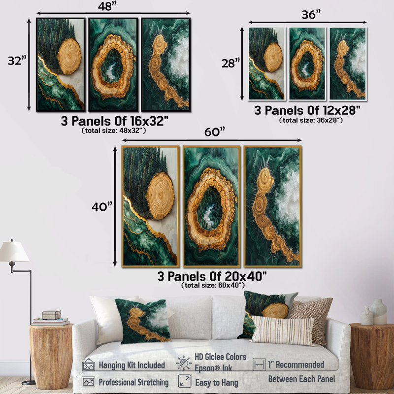 «Bold Forest Landscape Path Of The Emerald River II - Forest Wall Decor Collection», Cadre flottant noir, H 32 po x l 48 po