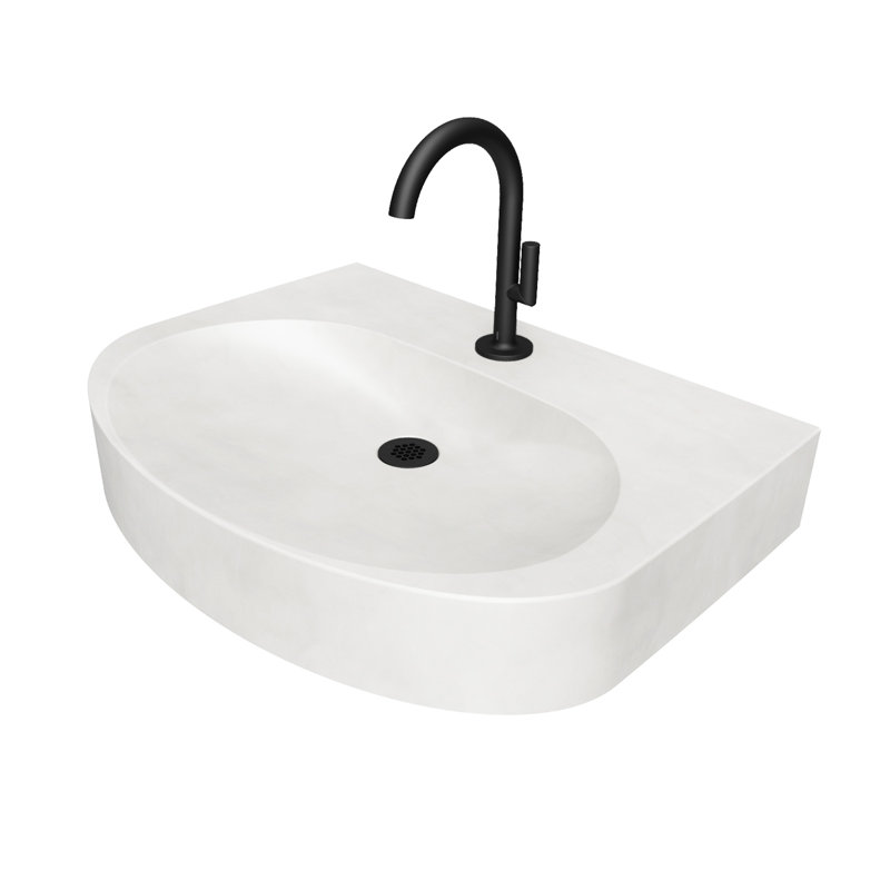 Lavabo moderne Ellipsa, Lin, Nickel brossé, Robinet espacé