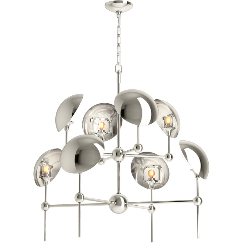 Vorleigh 8 - Light Sputnik Modern Linear Chandelier, Polished Nickel