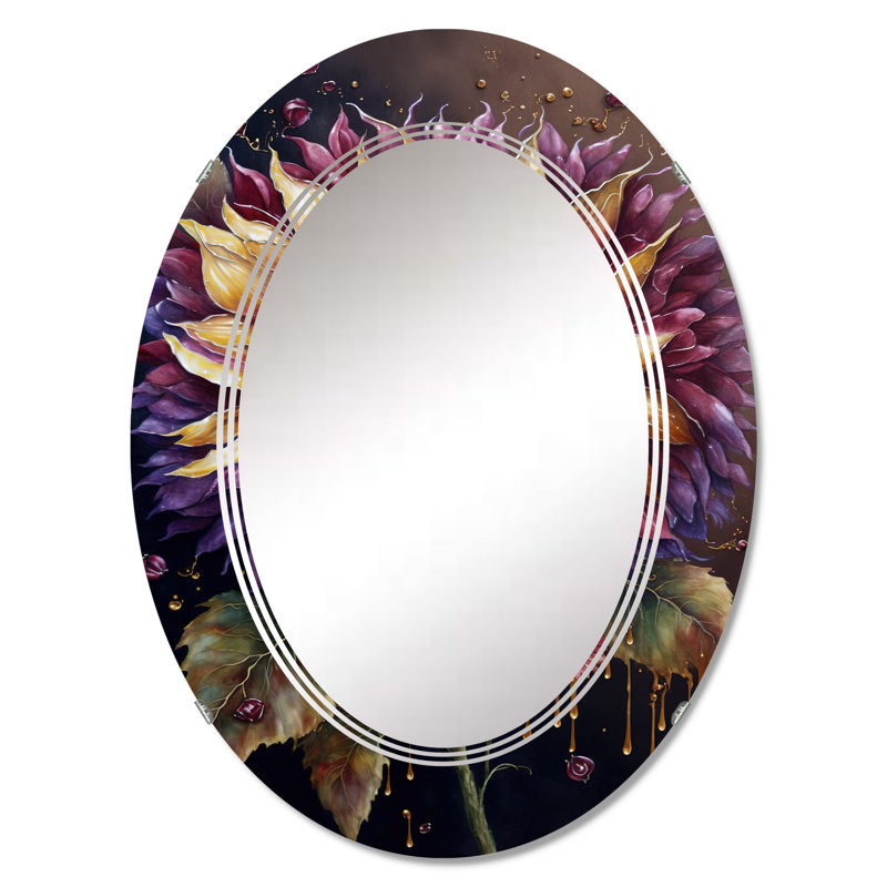 Miroir mural jaune et mauve, 36 po x 24 po