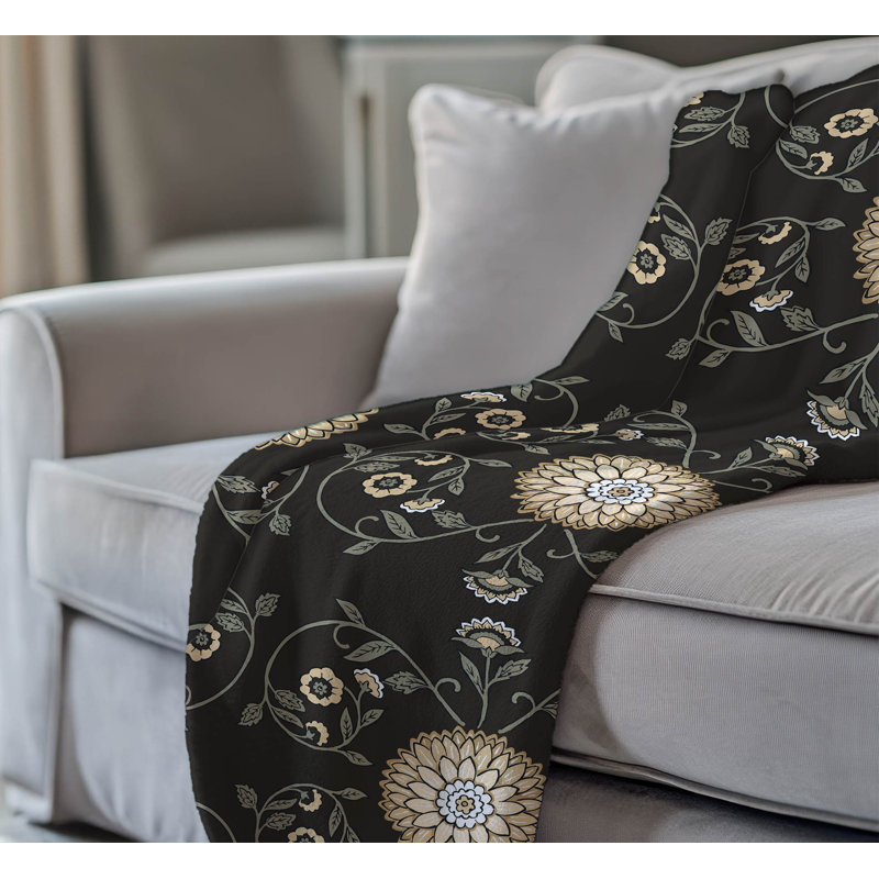 Couverture légère en velours de coton Ezimea, L 60 po x l 50 po, Midnight