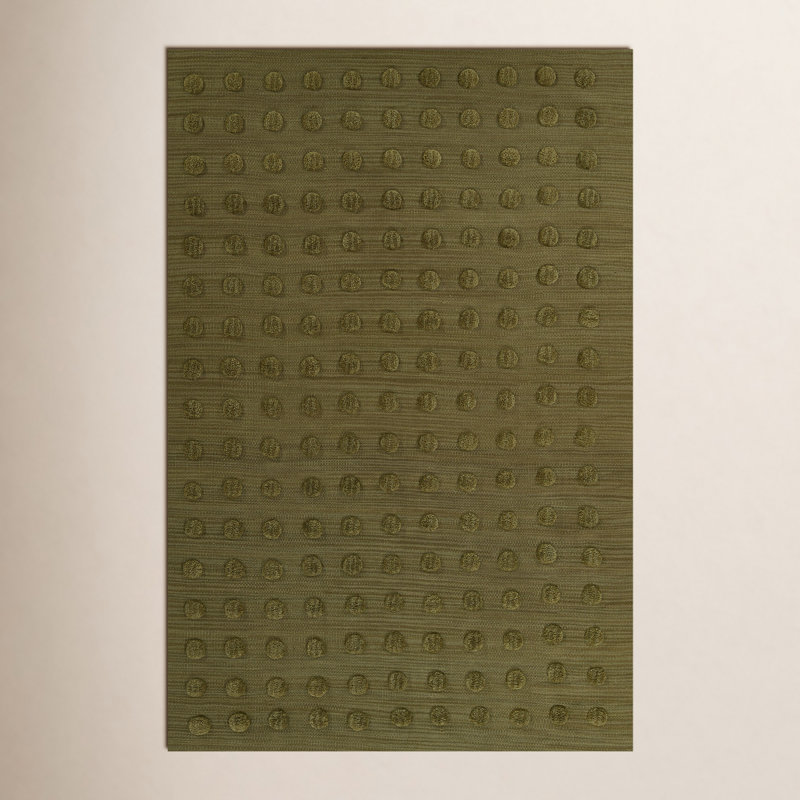 Wool Area Rug in Green, Rectangle 8' x 10'
