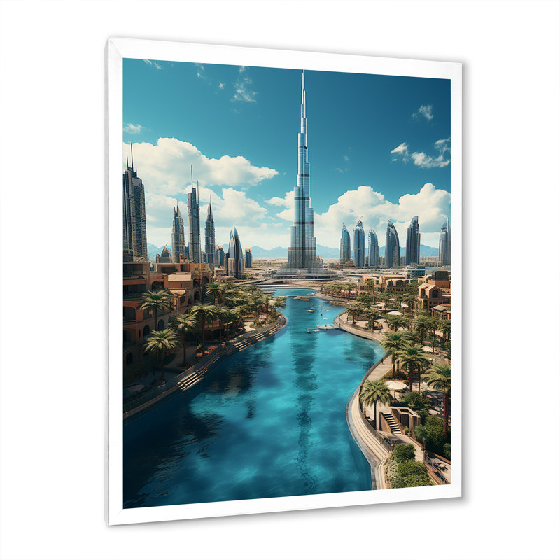 Cityscapes Wall Art Living Room, H 32 po x l 24 po x P 1 po, Cadre photo blanc