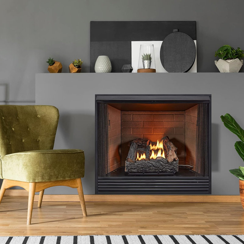 HearthSense Ventless Dual Fuel Gas Log Set, 30,000 BTU, Manual Control - Model# VFL18M