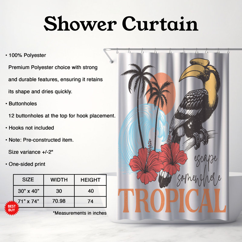Marcelous Shower Curtain, 74"H x 71"W