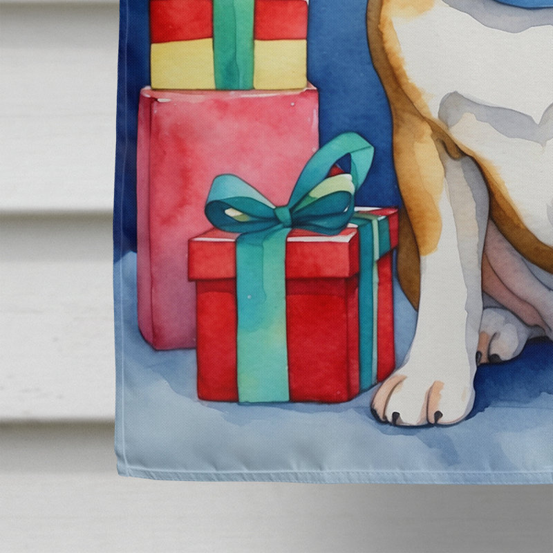 Drapeau de Noël maison de renne, Bouledogue anglais