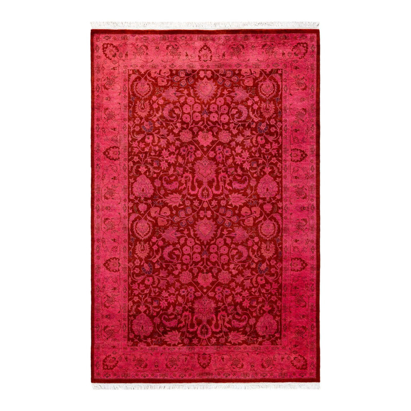Tapis unique noué à la main Weirsky - rose Weirsky