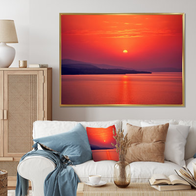 Orange, jaune, coucher de soleil doré I - paysages, reproduction d'art sur toile