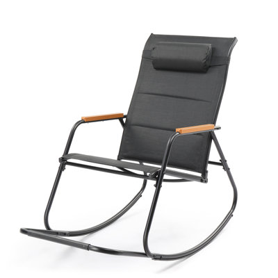 Teslin Patio Rocking Chair With Footrest And Head Pillow