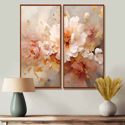 Fleur de pivoine blanche en fleurs - art mural traditionnel bleu