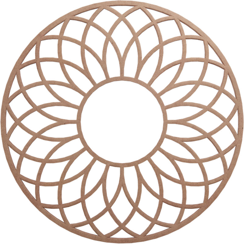 24"OD x 8 1/4"ID x 3/8"T Cannes Wood Fretwork Pierced Ceiling Medallion, Raw MDF, 22" H x 22" W x 0.38" D, Wood (Paint Grade)