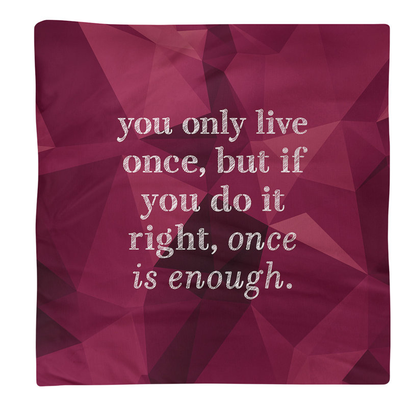 Faux Gemstone You Only Live Once Quote Napkin, Spinel, Polyester, 22" L x 22" W