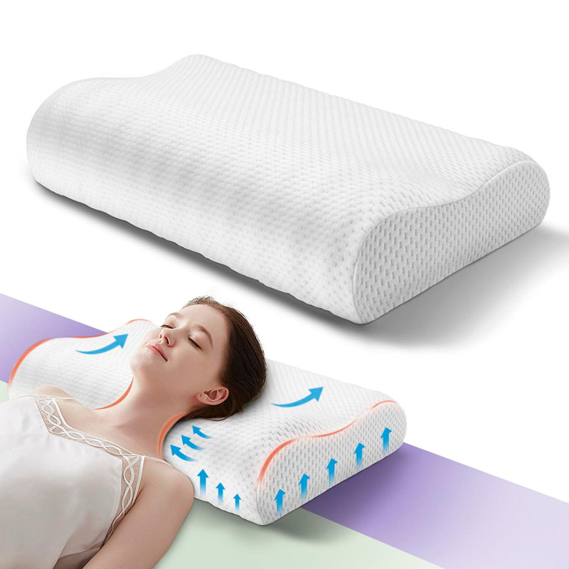 Luxury Memory Foam Neck Pillow for Neck & Shoulder Pain Relief, Ergonomic for All Sleepers