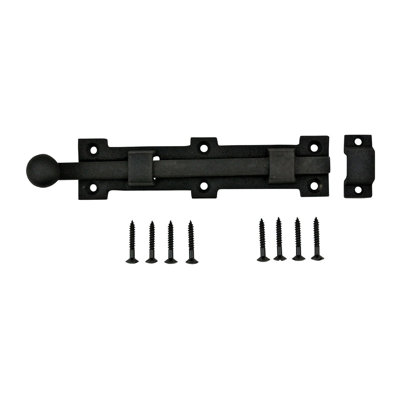 Black Wrought Iron Latch Antique Slide Bolt Door Lock w/Screws