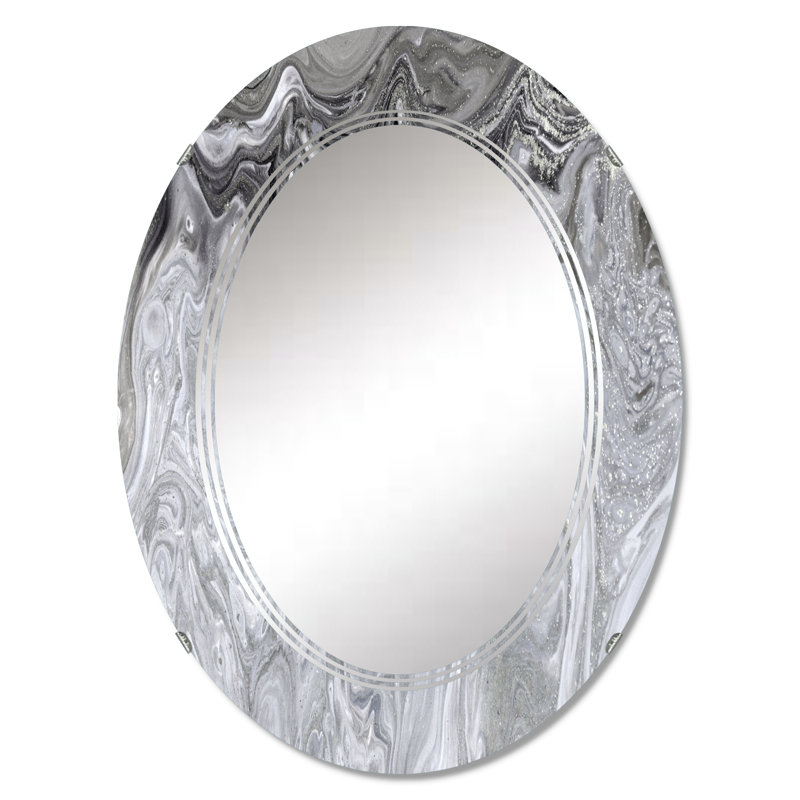 Gris liquide, art liquide - miroir de salle de bain / meuble-lavabo moderne, 30 po x 20 po
