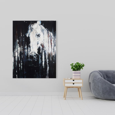 Toile abstraite cheval sur fond noir